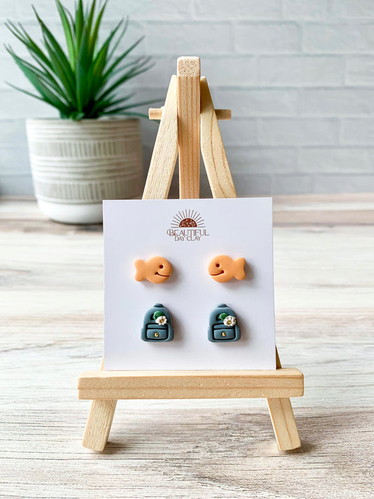 Fish & Backpack Stud Pack